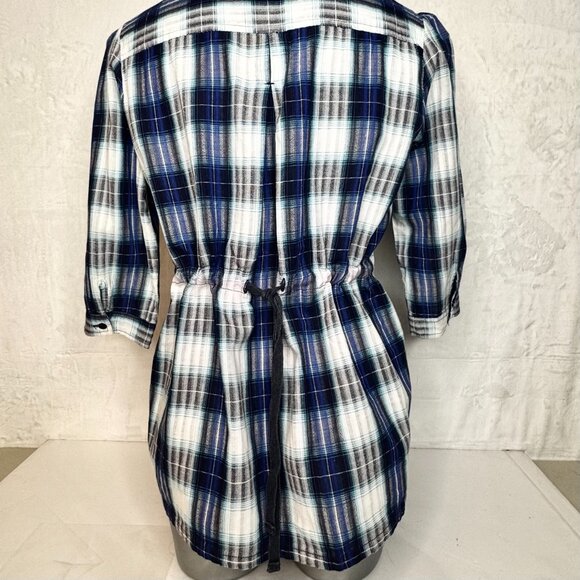 Vintage DCC Missy Casual Women Blue White Plaid Sz Medium 100% Cotton Pockets - Picture 12 of 16